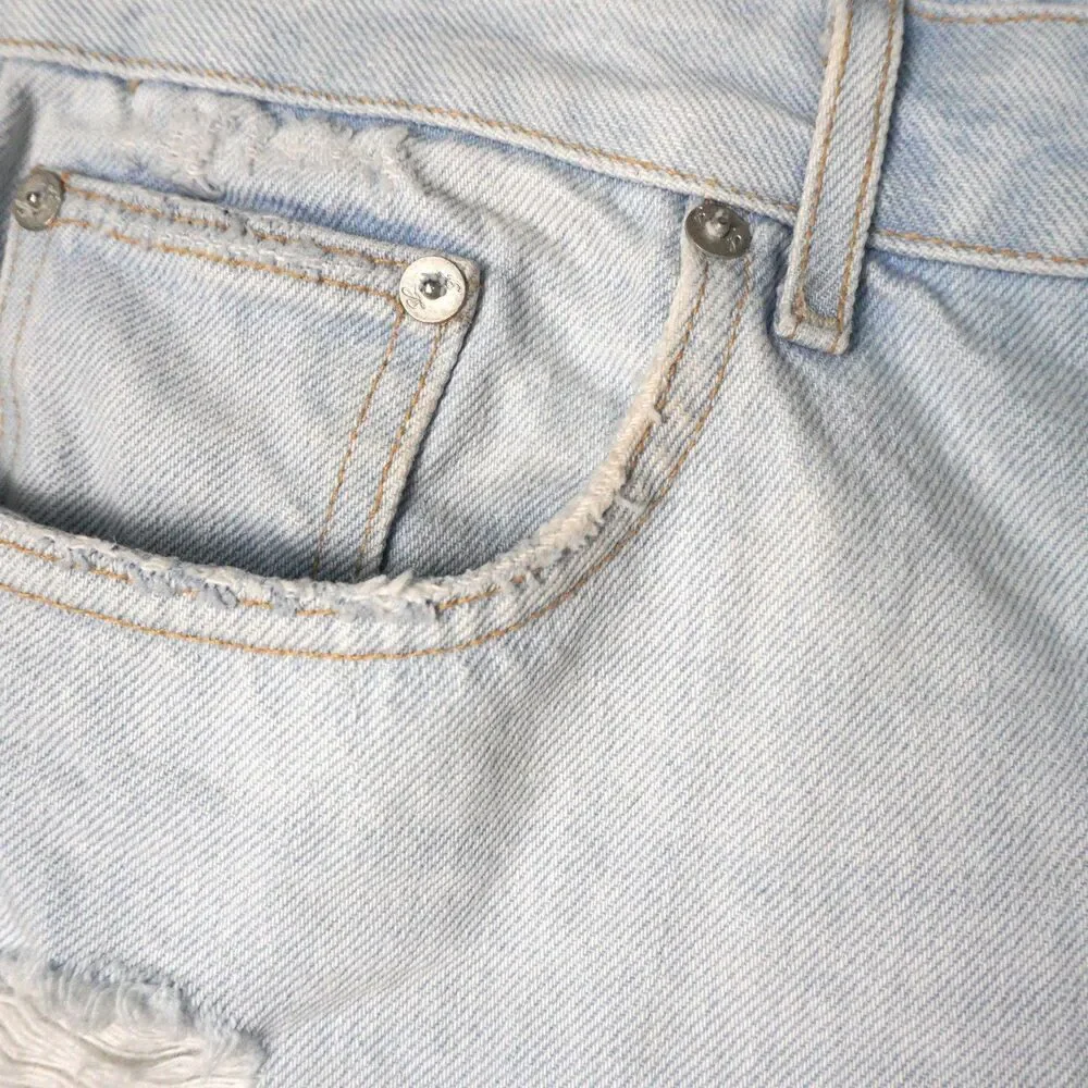 Lovers and Friends Womens Jack High Rise Distressed Light Wash Jean Shorts Sz 31